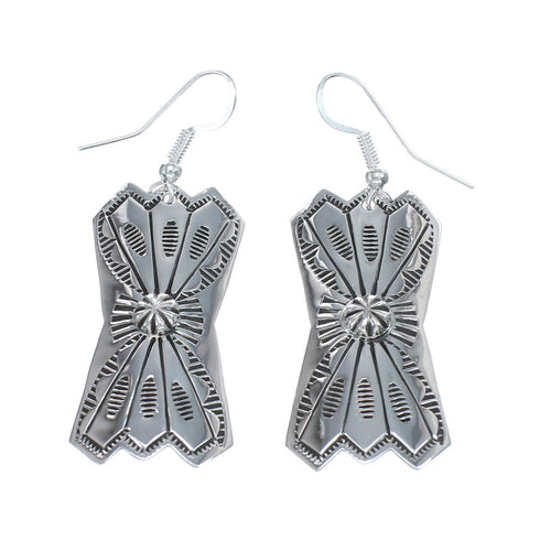 Native American Navajo Sterling Silver Hook Dangle Earrings AX124258