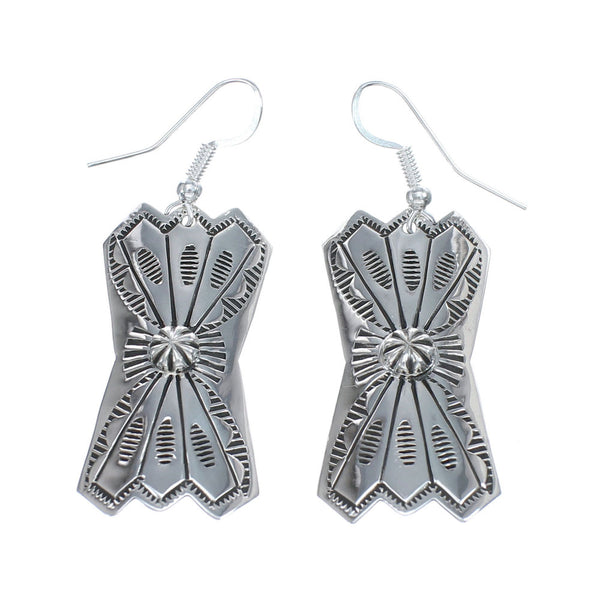 Native American Navajo Sterling Silver Hook Dangle Earrings AX124258