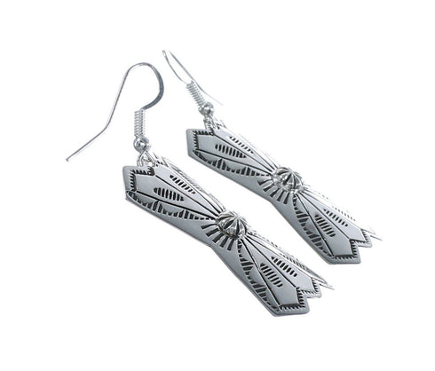 Native American Navajo Sterling Silver Hook Dangle Earrings AX124258