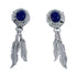 Native American Sterling Silver Lapis Feather Post Dangle Earrings AX124194