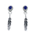 Native American Navajo Sterling Silver Lapis Feather Post Dangle Earrings AX124255