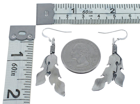 Native American Sterling Silver Feather Hook Dangle Earrings AX124278