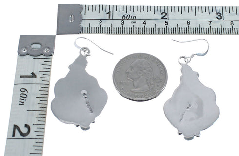 Native American Navajo Sterling Silver Lapis Feather Hook Dangle Earrings AX124286