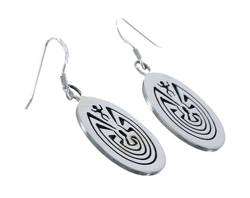 Sterling Silver Man In A Maze Navajo Hook Dangle Earrings AX124327
