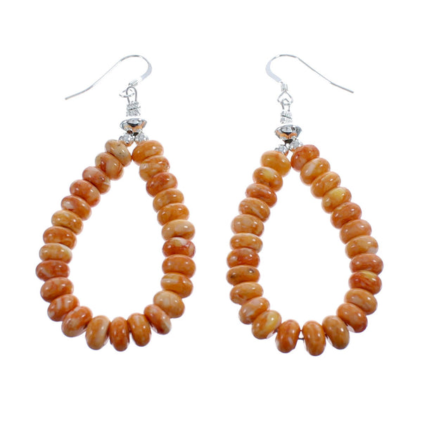 Oyster Shell Sterling Silver Navajo Bead Hook Dangle Earrings AX124205