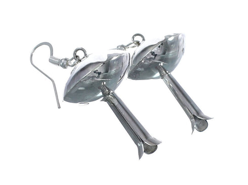 Native American Navajo Genuine Sterling Silver Hook Dangle Earrings AX124265