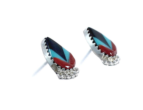 Native American Multicolor Multistone Inlay Post Earrings JX124215