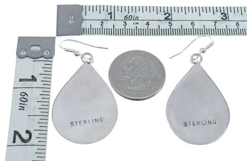 Native American Navajo Multicolor Sterling Silver Hummingbird Hook Dangle Earrings JX124264