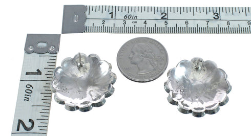 Native American Zuni Sterling Silver Multicolor Inlay Sun Post Earrings JX124221