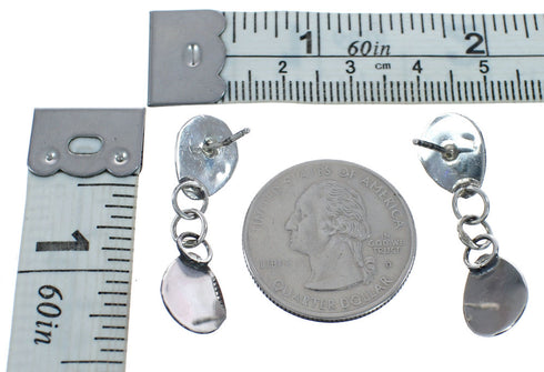 Native American Navajo Turquoise Sterling Silver Bear Paw Post Dangle Earrings JX124331