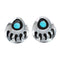 Navajo Genuine Sterling Silver Turquoise Bear Paw Post Earrings JX124273