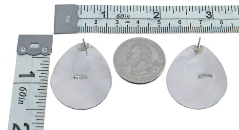 Navajo Genuine Sterling Silver Turquoise Bear Paw Post Earrings JX124273