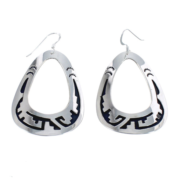 Native American Navajo Genuine Sterling Silver Hook Dangle Earrings JX124325