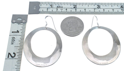 Native American Navajo Genuine Sterling Silver Hook Dangle Earrings JX124325