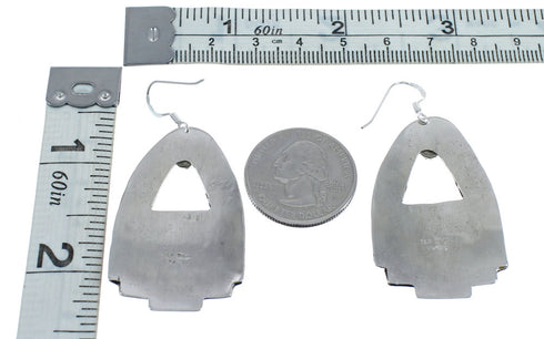 Native American Sterling Silver 12 Karat Gold Filled And Turquoise Water Wave Hook Dangle Earrings JX124297