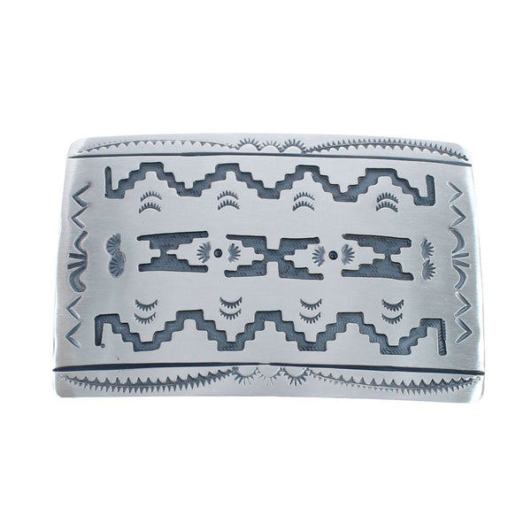 Native American Navajo Genuine Sterling Silver Belt Buckle JX124351