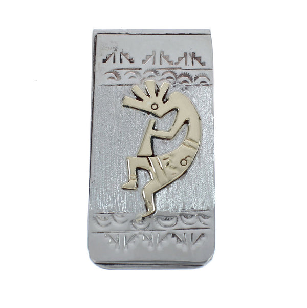Native American Navajo Genuine Sterling Silver And 12KGF Kokopelli Money Clip JX124379