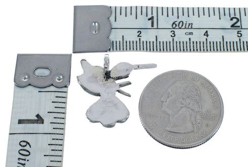 Native American Zuni Multicolor Inlay Genuine Sterling Silver Pendant JX124372