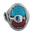 Authentic Sterling Silver Turquoise And Coral Snake Zuni Ring Size 8-1/4 AX124621