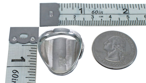 Authentic Sterling Silver Turquoise And Coral Snake Zuni Ring Size 8-1/4 AX124621