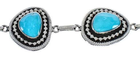 Native American Turquoise Navajo Sterling Silver Link Bracelet AX124662
