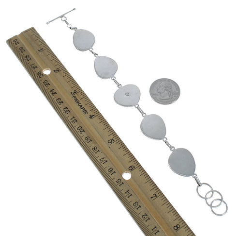 Native American Turquoise Navajo Sterling Silver Link Bracelet AX124662