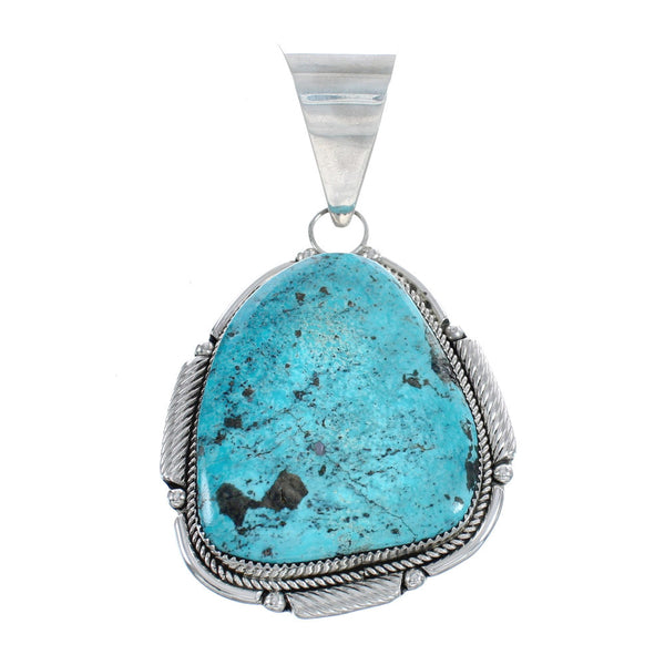 Native American Zuni Genuine Sterling Silver Turquoise Pendant AX124503