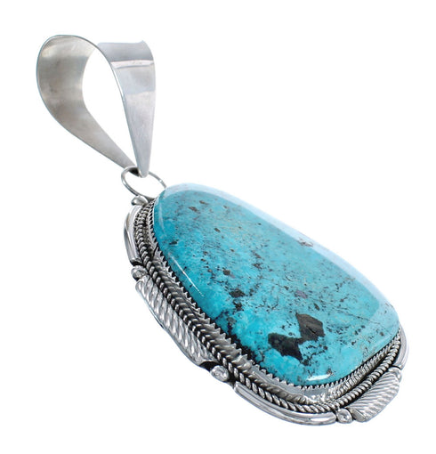Native American Zuni Genuine Sterling Silver Turquoise Pendant AX124503