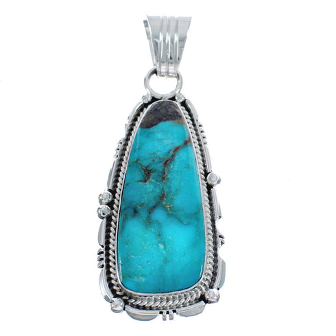 Authentic Sterling Silver And Turquoise Navajo Pendant AX124393