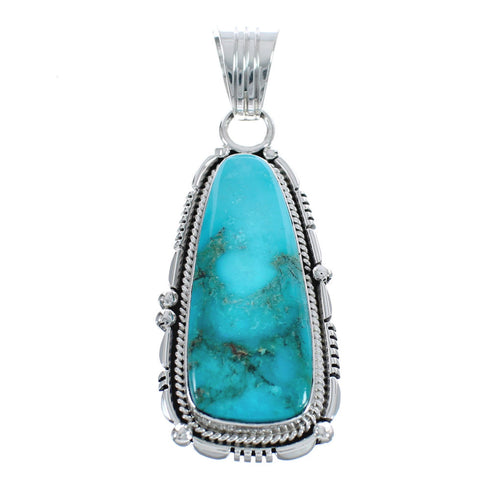 Authentic Sterling Silver And Turquoise Navajo Pendant AX124395
