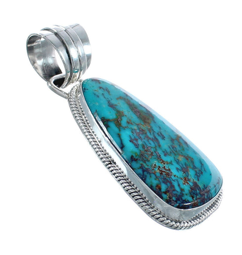 Turquoise Native American Genuine Sterling Silver Pendant AX124485