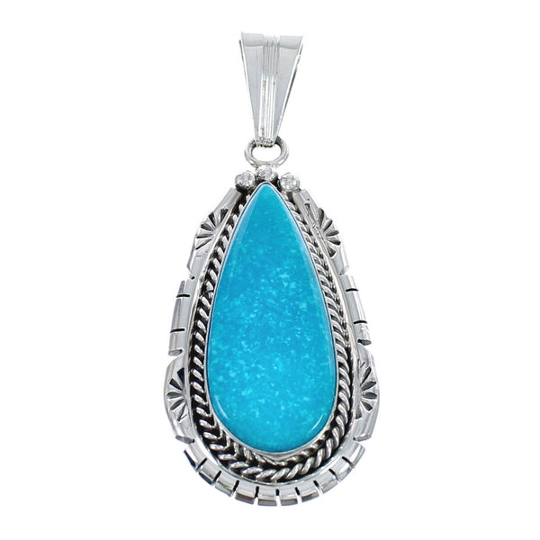 Genuine Sterling Silver Turquoise Navajo Pendant AX124437