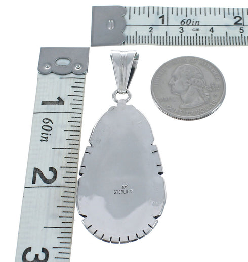 Genuine Sterling Silver Turquoise Navajo Pendant AX124437
