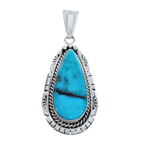 Genuine Sterling Silver Turquoise Navajo Pendant AX124449
