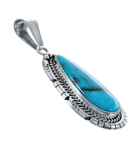 Genuine Sterling Silver Turquoise Navajo Pendant AX124449