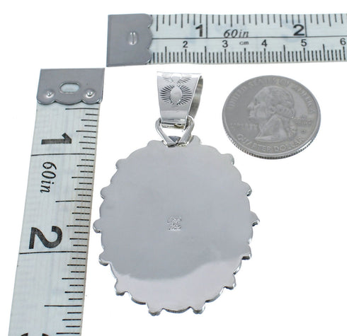 Native American Navajo Turquoise Sterling Silver Stamped Pendant AX124410