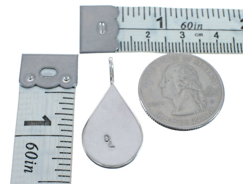 Zuni Turquoise Mother Of Pearl Tear Drop Sterling Silver Pendant AX124422