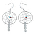 Sterling Silver Turquoise Coral Dream Catcher Feather Navajo Hook Dangle Earrings AX124530