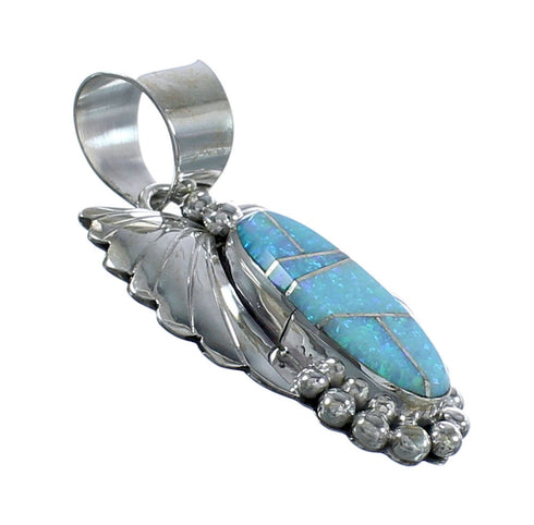 Native American Navajo Blue Opal Authentic Sterling Silver Pendant JX124520