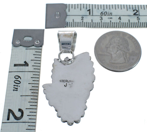 Native American Navajo Blue Opal Authentic Sterling Silver Pendant JX124520