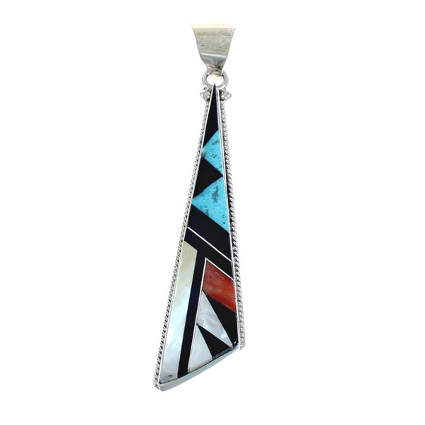 Native American Navajo Multicolor Multistone Inlay Pendant JX124408