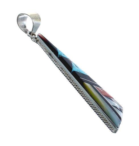 Native American Navajo Multicolor Multistone Inlay Pendant JX124408