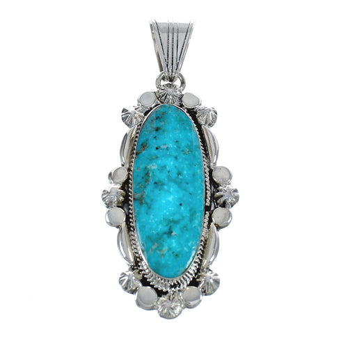 Native American Navajo Turquoise Genuine Sterling Silver Pendant JX124426