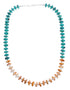 Native American Navajo Turquoise and Oyster Shell Bead Sterling Silver Necklace JX124552