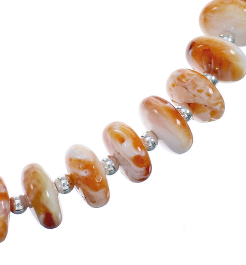 Native American Navajo Turquoise and Oyster Shell Bead Sterling Silver Necklace JX124552