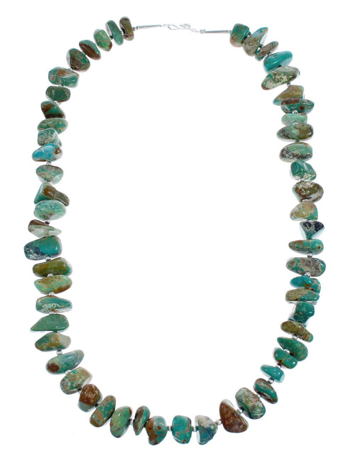 Native American Navajo Turquoise Bead Sterling Silver Necklace JX124549