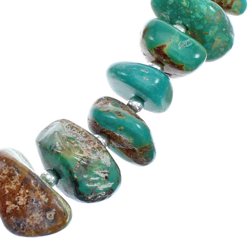 Native American Navajo Turquoise Bead Sterling Silver Necklace JX124549