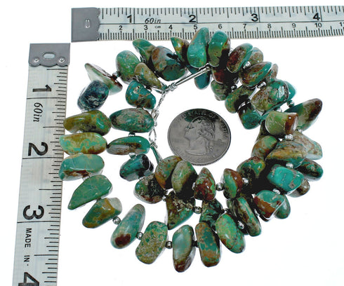 Native American Navajo Turquoise Bead Sterling Silver Necklace JX124549