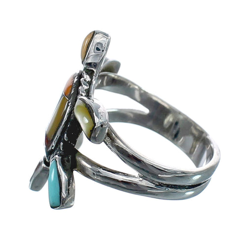 Sterling Silver Southwest Multicolor Turtle Ring Size 7-3/4 JX124587