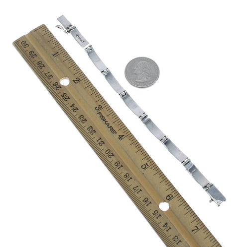 Southwestern Turquoise Inlay Genuine Sterling Silver Link Bracelet JX124588